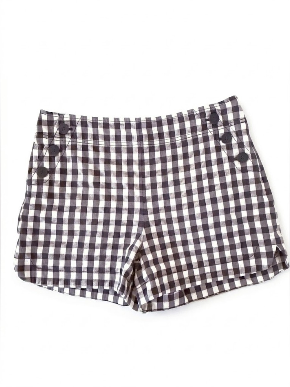 Loft Navy and White Gingham Curved Hem Shorts Size 6
